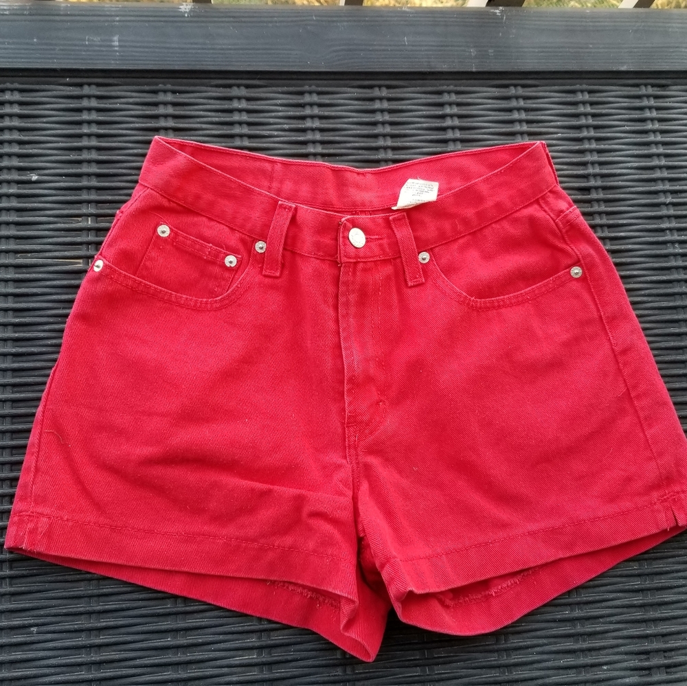 Vintage Jordache Red Denim Hi Waist Jean Shorts